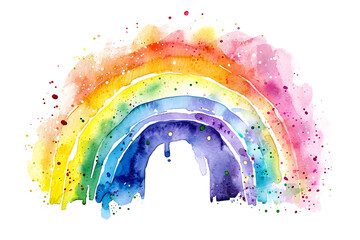 Wall Mural - Watercolor rainbow illustration isolated on white background