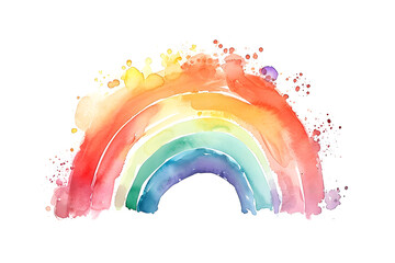 Wall Mural - Watercolor rainbow illustration isolated on white background
