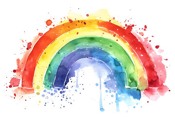 Wall Mural - Watercolor rainbow illustration isolated on white background