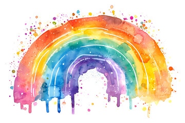 Wall Mural - Watercolor rainbow illustration isolated on white background