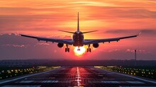 Plane Taking Off Sky Sunset Sun Dusk