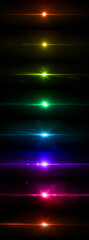 Wall Mural - multicolored optical solar light lens flare effect isolated on black background. lens flare effects.