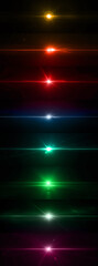 Wall Mural - multicolored optical solar light lens flare effect isolated on black background. lens flare effects.