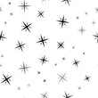 © Alexey - Seamless vector pattern with star symbols, creating a creative monochrome background with rotated elements. Vector illustration on white background