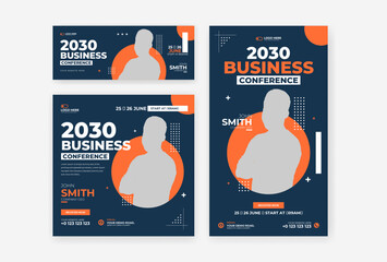 Wall Mural - conference social media post, story, and cover design set, social media advertisement template bundl