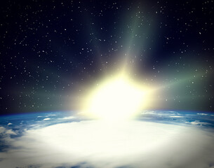 Wall Mural - earth sunrise. the elements of this image furnished by nasa.