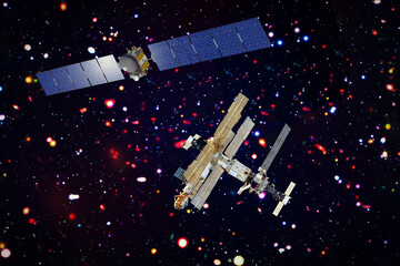 Wall Mural - spaceship in outer space. the elements of this image furnished by nasa.