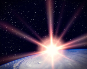 Wall Mural - gorgeous space panorama with the sunrise over the earth. the elements of this image furnished by nas