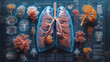 A captivating infographic highlighting the key components of the respiratory system, accompanied by concise and informative labels, creating an educational visual aid for understan