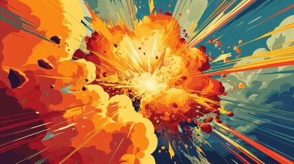 Wall Mural - Comic book explosion background.