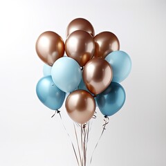 Wall Mural - bunch of multi-colored metallic balloons on white background