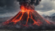 The most violent volcanic eruption, strike colored 3d rendering element. ai generative