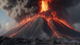 Fototapeta Fototapety z mostem - The most violent volcanic eruption, strike colored 3d rendering element. ai generative