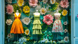 Spring fashion display in boutique window