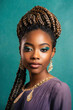© Marko - Young African American Woman with Artistic Braided Hairstyle and Elegant Makeup