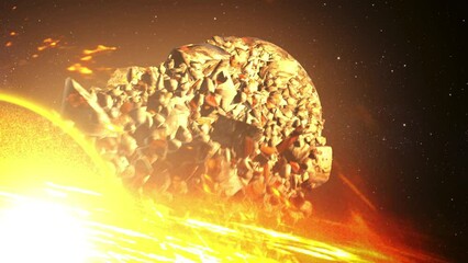Wall Mural - large planet being pulled by massive black hole. 3d rendering of large black hole pulling planets, s