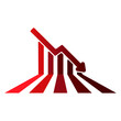 © Alperen - Red arrow going down stock icon on white background. Graph chart downtrend symbol.chart going down sign.