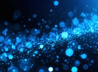 Poster - Dark blue and glow particle abstract background, template for banner design