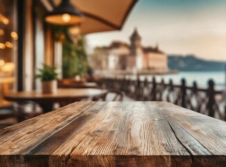 Wooden table on rooftop with space for product display