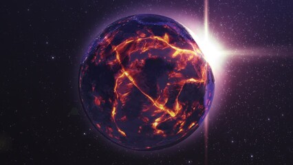 Wall Mural - dying planet earth with hot magma, 4k 3d rendering of dying planet, 4k, 2022