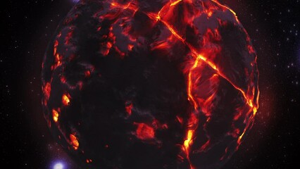 Wall Mural - dying planet with hot magma, 4k 3d rendering of dying planet, 4k, 2022