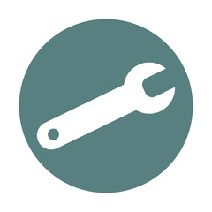 Wrench icon in black. Repairs concept or illustration, tool sign symbol. 