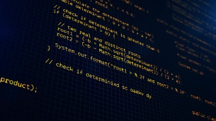 Wall Mural - developer working on program code. hack or protection data. website scripts digits and commands at c