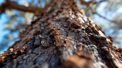 Canvas Print - : A Close-Up Exploration of an Almond Tree Trunk and Its Text - AI Generative