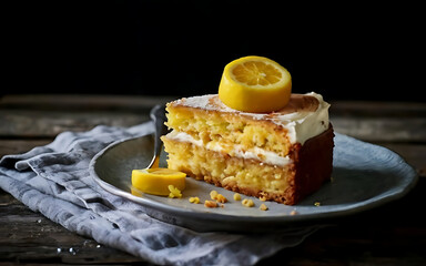 Canvas Print - Capture the essence of Lemon Polenta Cake in a mouthwatering food photography shot