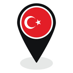 Wall Mural - Turkey flag on map pinpoint icon isolated. Flag of Turkey