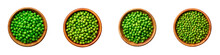 PNG Set Of Green Peas In A Wooden Bowl Isolated On Transparent Background