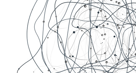 Poster - Gene lines and nodes, biological gene structure, 3d rendering.