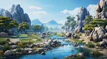 A Hidden Lagoon Nestled Between Towering Cliffs, Where The Sea Meets The Mountains In A Secluded And Untouched Haven Of Natural Beauty -Generative Ai