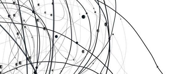 Fototapete - Gene lines and nodes, biological gene structure, 3d rendering.