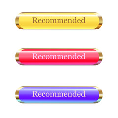 Recommended badge vector label design suitable for marketing element recommendation tag icon.