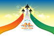 India republic day celebration background. aircraft air force parade in sky with tricolor flag.