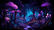 © Svitlana - mystical forest with bioluminescent plants vector isolated illustration