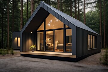 Wall Mural - Modern black cabin in the woods