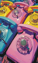 A Vibrant Collection Of Retro Rotary Dial Telephones