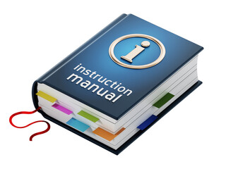 Instruction manual isolated on transparent background. 3D illustration