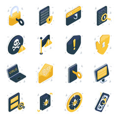 Canvas Print - Pack of Encryption Isometric Icons 

