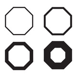 Fototapeta  - set of 4 Hollow octagon stroke vector shape icon set. 4 set logo type octagonal line shapes with varying degrees of thickness. Isolated on a white background.
