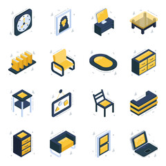 Poster - Pack of Furniture Isometric Icons

