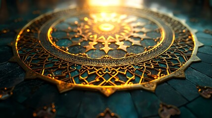 Wall Mural - Close-up of golden ornate dome in the mosque, Ramadan Kareem