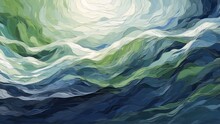 Abstract Blue And Green Background With Waves.