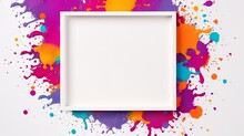 A Frame Made Of White Paper And Holi Colors