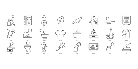 Cooking icons set. Set of editable stroke icons.Vector set of Cooking