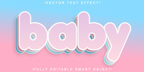 Poster - Cute Soft Pastel Baby Vector Fully Editable Smart Object Text Effect