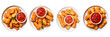 Set of Fried Panzerotti fritto on a plate  top view isolated on a transparent background
