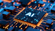 © Synaptic Studio - Microchip with the text 'AI. Concept of Artificial Intelligence in latest generation computers.